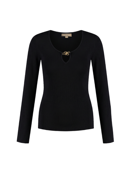 Malelions Malelions Women Emblem V-Neck Top - Black Malelions Women Emblem V-Neck Top - Black