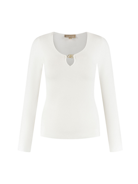 Malelions Women Emblem V-Neck Top - White Malelions Malelions Women Emblem V-Neck Top - White