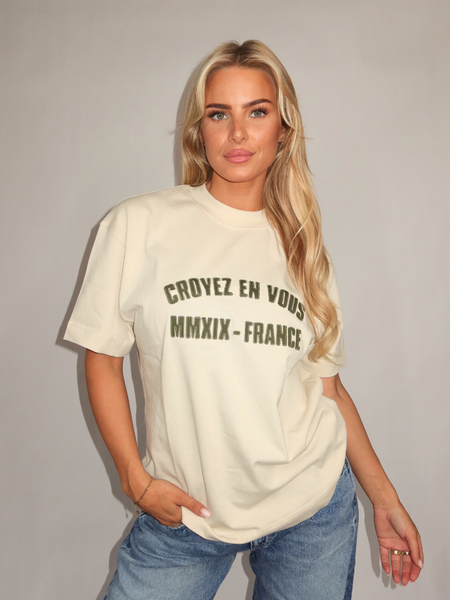 Croyez Women Applique T-Shirt - Light Beige
