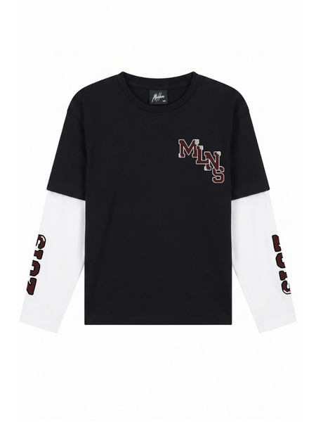 Malelions Malelions Kids College Double Layered Longsleeve - Black Malelions Kids College Double Layered Longsleeve - Black