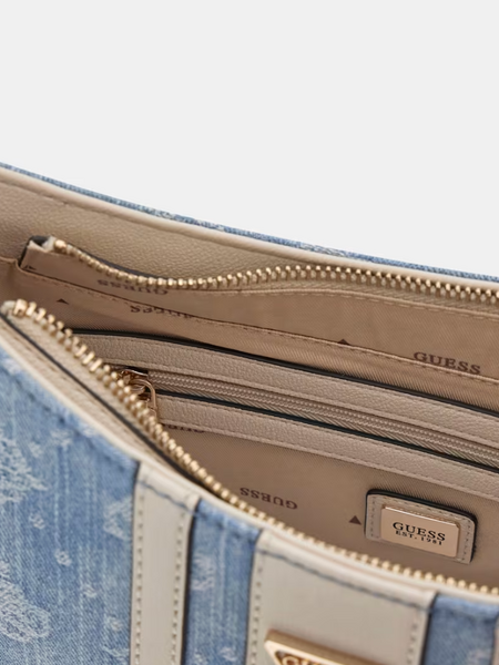 Guess Accessoires Noelle II Top Zip Shoulder Bag - Denim Logo Guess Guess Accessoires Noelle II Top Zip Shoulder Bag - Denim Logo