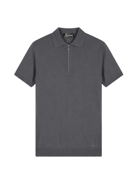 Malelions Knitted Zip Polo - Antra Grey