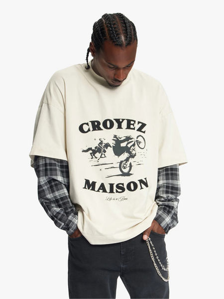 Croyez Layered Race T-Shirt - Light Beige Croyez Croyez Layered Race T-Shirt - Light Beige