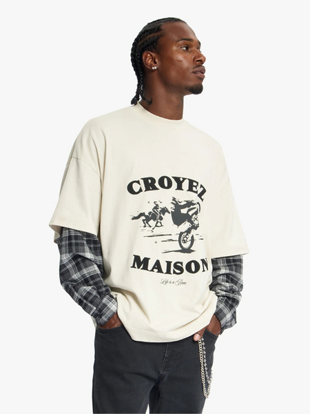 Croyez Layered Race T-Shirt - Light Beige Croyez Croyez Layered Race T-Shirt - Light Beige