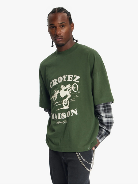 Croyez Layered Race T-Shirt - Forest Green Croyez Croyez Layered Race T-Shirt - Forest Green