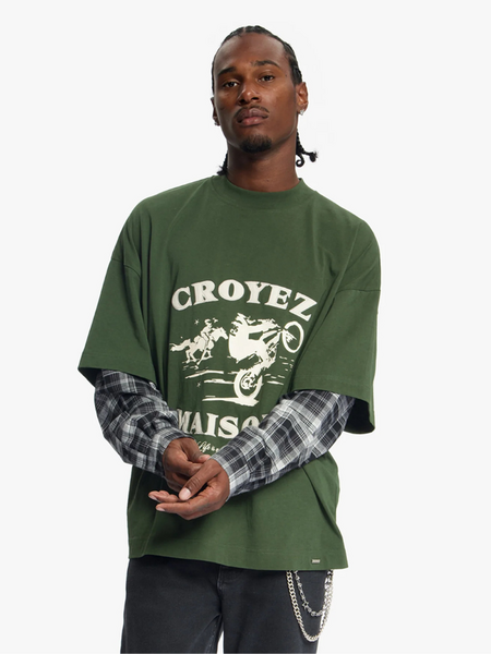 Croyez Layered Race T-Shirt - Forest Green Croyez Croyez Layered Race T-Shirt - Forest Green