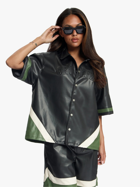 Croyez Croyez Women Logo Leather Shirt - Black Croyez Women Logo Leather Shirt - Black