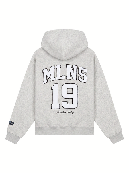 Malelions Women Sherpa Applique Match Hoodie - Grey Melange Malelions Malelions Women Sherpa Applique Match Hoodie - Grey Melange