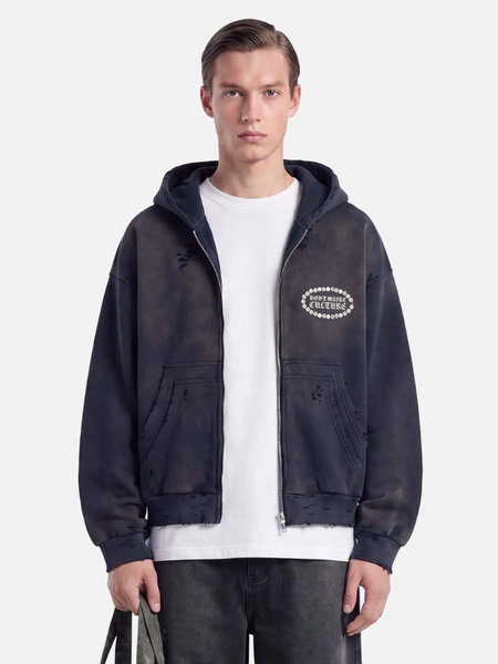 Don't Waste Culture Savy Zipper Hoodie - Washed Blue Don't Waste Culture Don't Waste Culture Savy Zipper Hoodie - Washed Blue