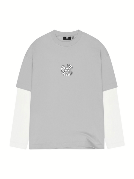 JorCustom Monogram Double Layered Longsleeve T-Shirt - White/Light Grey JorCustom JorCustom Monogram Double Layered Longsleeve T-Shirt - White/Light Grey