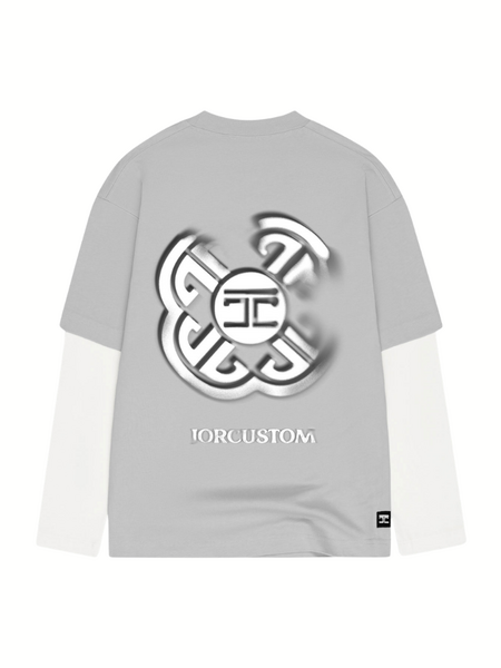 JorCustom Monogram Double Layered Longsleeve T-Shirt - White/Light Grey JorCustom JorCustom Monogram Double Layered Longsleeve T-Shirt - White/Light Grey