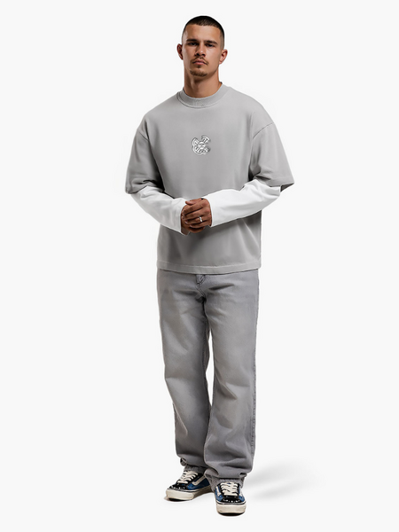JorCustom Monogram Double Layered Longsleeve T-Shirt - White/Light Grey JorCustom JorCustom Monogram Double Layered Longsleeve T-Shirt - White/Light Grey