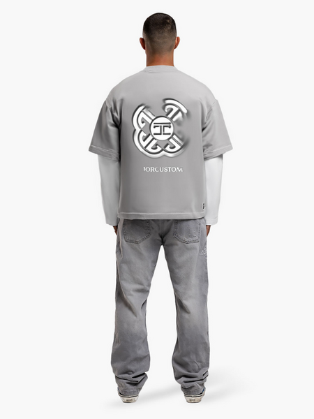 JorCustom Monogram Double Layered Longsleeve T-Shirt - White/Light Grey JorCustom JorCustom Monogram Double Layered Longsleeve T-Shirt - White/Light Grey