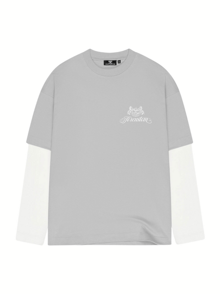 JorCustom Handscript2.0 Double Layered Longsle - White-LightGrey JorCustom JorCustom Handscript2.0 Double Layered Longsle - White-LightGrey