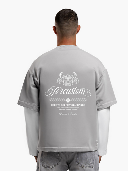 JorCustom Handscript2.0 Double Layered Longsle - White-LightGrey JorCustom JorCustom Handscript2.0 Double Layered Longsle - White-LightGrey