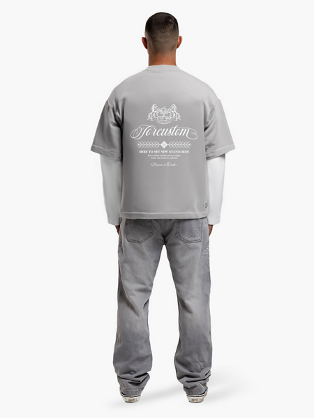 JorCustom Handscript2.0 Double Layered Longsle - White-LightGrey JorCustom JorCustom Handscript2.0 Double Layered Longsle - White-LightGrey