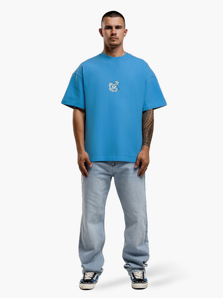 JorCustom Monogram Loose Fit T-Shirt - BountyBlue JorCustom JorCustom Monogram Loose Fit T-Shirt - BountyBlue