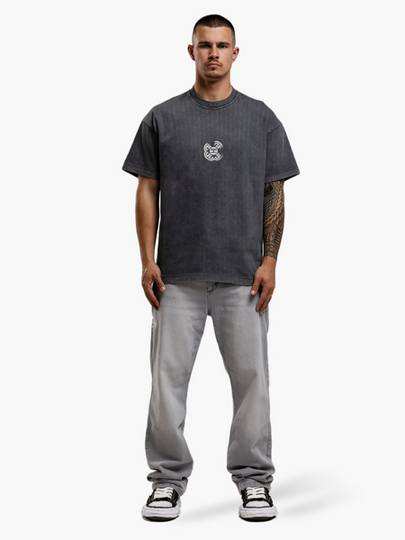 JorCustom Monogram Loose Fit T-Shirt - Acid Grey JorCustom JorCustom Monogram Loose Fit T-Shirt - Acid Grey