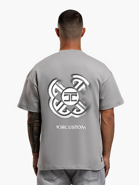 JorCustom Monogram Loose Fit T-Shirt - Light Grey