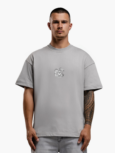 JorCustom JorCustom Monogram Loose Fit T-Shirt - Light Grey