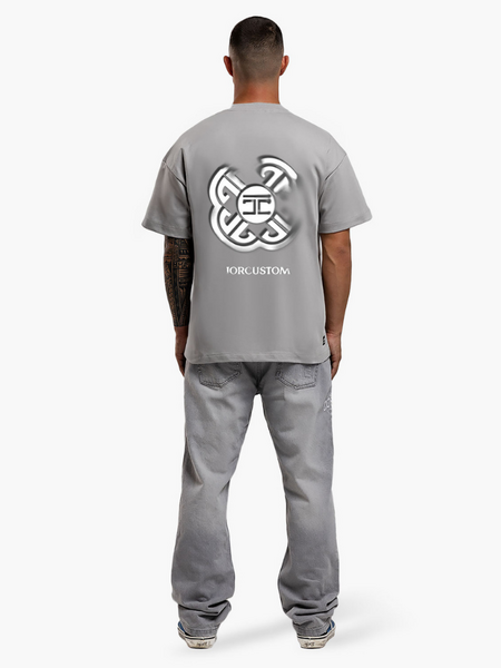 JorCustom JorCustom Monogram Loose Fit T-Shirt - Light Grey