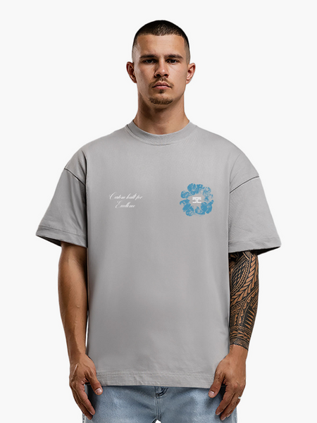 JorCustom Flowers Loose Fit T-Shirt - Light Grey JorCustom JorCustom Flowers Loose Fit T-Shirt - Light Grey