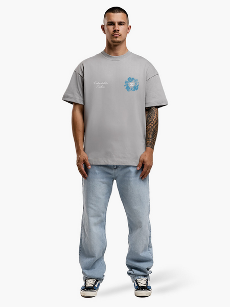 JorCustom Flowers Loose Fit T-Shirt - Light Grey JorCustom JorCustom Flowers Loose Fit T-Shirt - Light Grey
