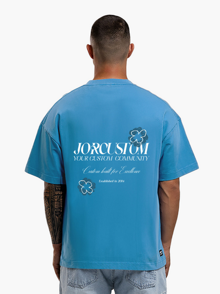 JorCustom JorCustom Flowers Loose Fit T-Shirt - BountyBlue JorCustom Flowers Loose Fit T-Shirt - BountyBlue