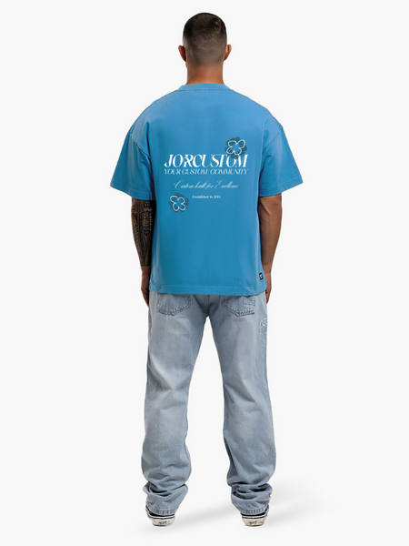 JorCustom Flowers Loose Fit T-Shirt - BountyBlue JorCustom JorCustom Flowers Loose Fit T-Shirt - BountyBlue
