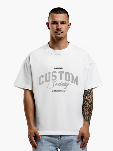 JorCustom CustomSociety Loose Fit T-Shirt - White JorCustom JorCustom CustomSociety Loose Fit T-Shirt - White