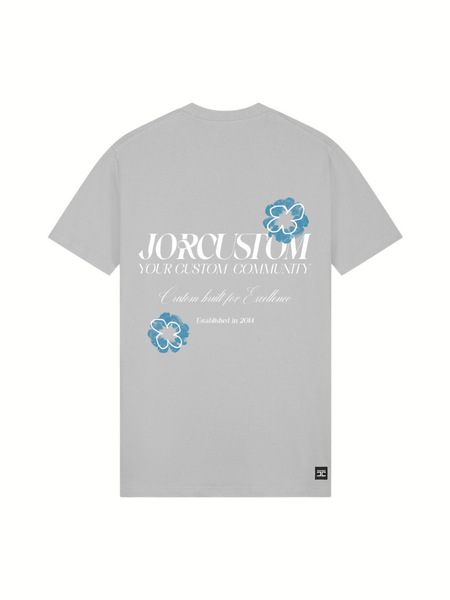 JorCustom Flowers Slim Fit T-Shirt - Light Grey JorCustom JorCustom Flowers Slim Fit T-Shirt - Light Grey