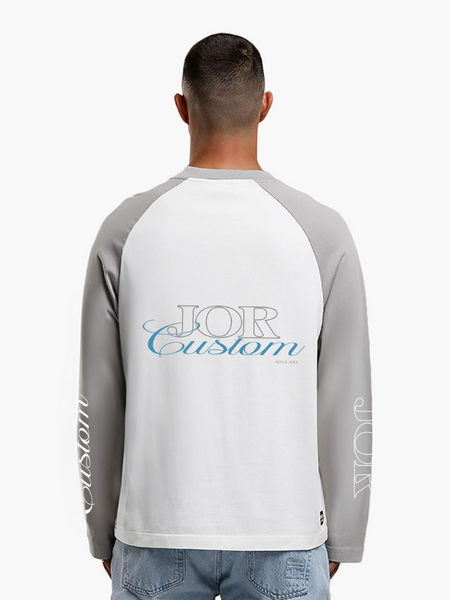 JorCustom JorCustom JORcustom Raglan Longsleeve T-Shirt - White-LightGrey JorCustom JORcustom Raglan Longsleeve T-Shirt - White-LightGrey