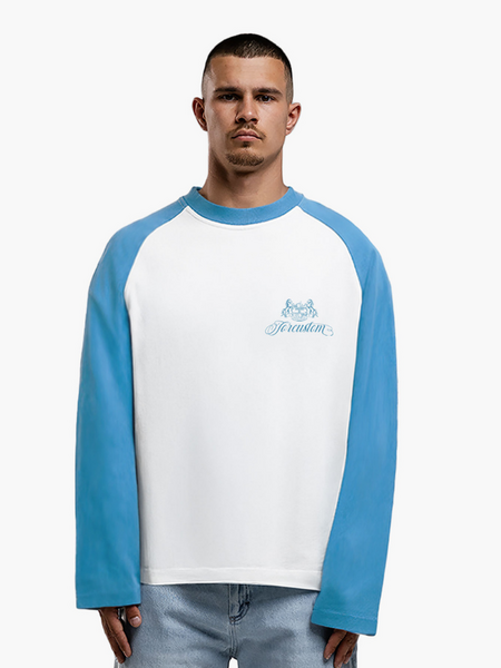 JorCustom Handscript2.0 Raglan Longsleeve T-Sh - White-BountyBlue JorCustom JorCustom Handscript2.0 Raglan Longsleeve T-Sh - White-BountyBlue