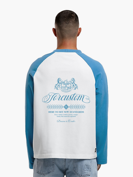 JorCustom Handscript2.0 Raglan Longsleeve T-Sh - White-BountyBlue JorCustom JorCustom Handscript2.0 Raglan Longsleeve T-Sh - White-BountyBlue
