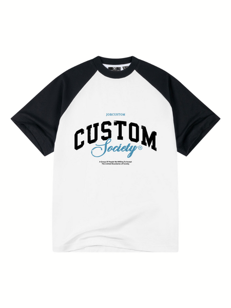 JorCustom Handscript2.0 Raglan T-Shirt - White/Black JorCustom JorCustom Handscript2.0 Raglan T-Shirt - White/Black