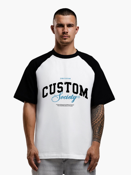 JorCustom Handscript2.0 Raglan T-Shirt - White/Black JorCustom JorCustom Handscript2.0 Raglan T-Shirt - White/Black