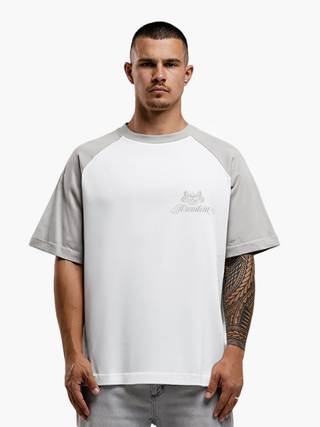 JorCustom CustomSociety Raglan T-Shirt - White-LightGrey JorCustom JorCustom CustomSociety Raglan T-Shirt - White-LightGrey