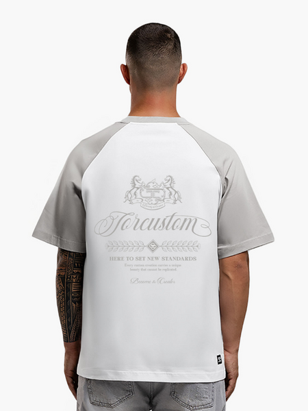 JorCustom CustomSociety Raglan T-Shirt - White-LightGrey JorCustom JorCustom CustomSociety Raglan T-Shirt - White-LightGrey