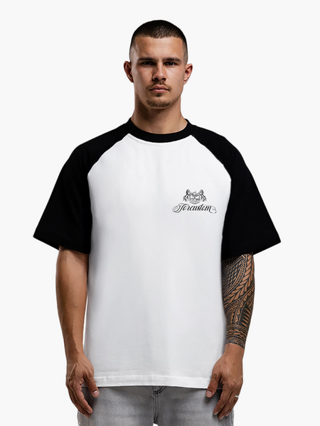 JorCustom CustomSociety Raglan T-Shirt - White/Black JorCustom JorCustom CustomSociety Raglan T-Shirt - White/Black