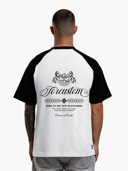 JorCustom CustomSociety Raglan T-Shirt - White/Black JorCustom JorCustom CustomSociety Raglan T-Shirt - White/Black