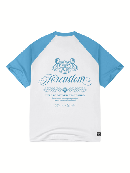 JorCustom CustomSociety Raglan T-Shirt - White-BountyBlue JorCustom JorCustom CustomSociety Raglan T-Shirt - White-BountyBlue