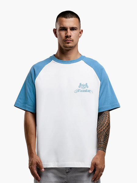 JorCustom CustomSociety Raglan T-Shirt - White-BountyBlue JorCustom JorCustom CustomSociety Raglan T-Shirt - White-BountyBlue