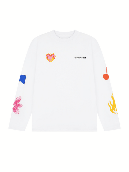 Croyez Croyez Sketched Longsleeve T-Shirt - White Croyez Sketched Longsleeve T-Shirt - White