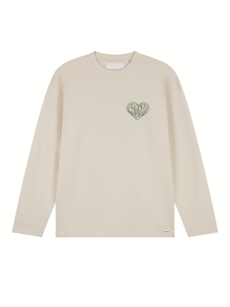 Croyez Stitched Heart Longsleeve T-Shirt - Light Beige Croyez Croyez Stitched Heart Longsleeve T-Shirt - Light Beige