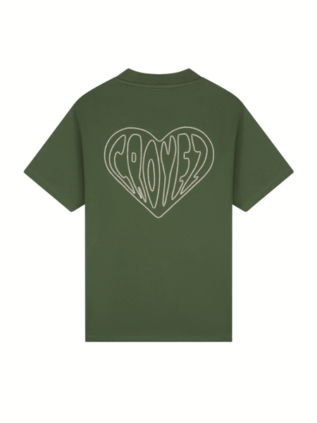 Croyez Stitched Heart T-Shirt - Forest Green