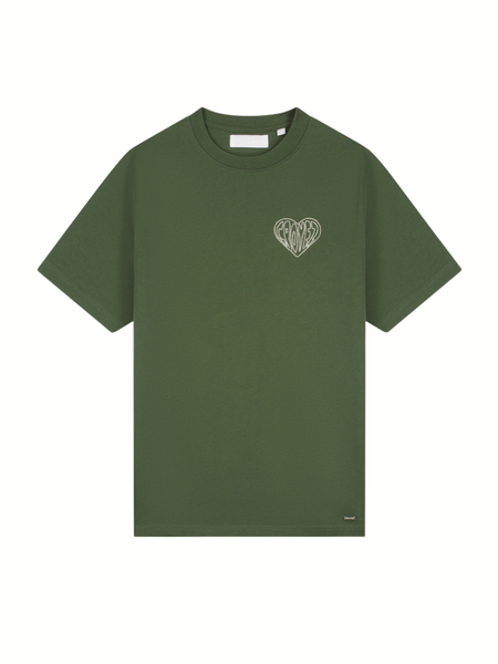 Croyez Croyez Stitched Heart T-Shirt - Forest Green