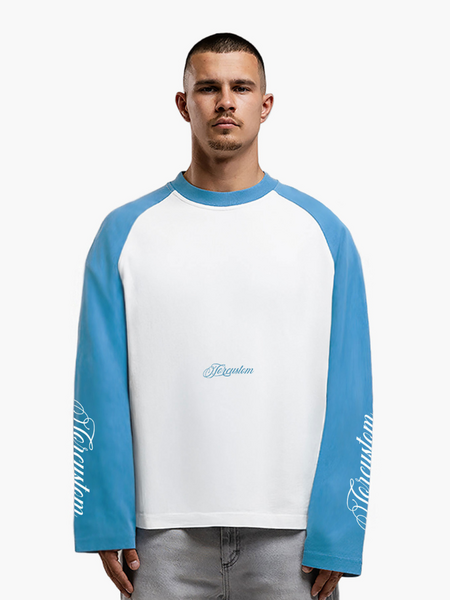 JorCustom SleeveHandscript2.0 Raglan Longsleev - White-BountyBlue JorCustom JorCustom SleeveHandscript2.0 Raglan Longsleev - White-BountyBlue