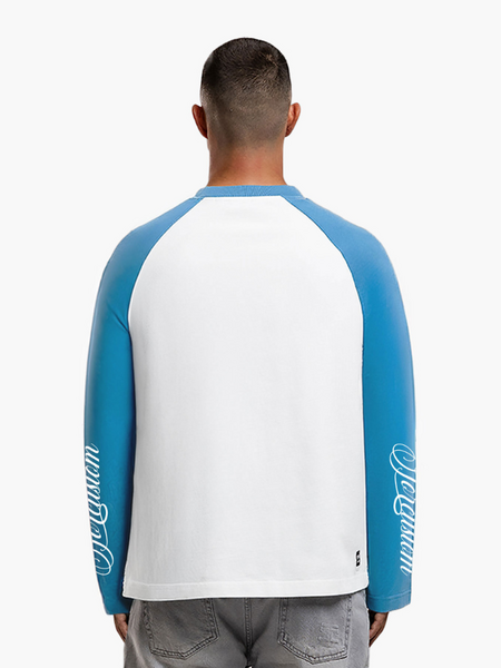 JorCustom SleeveHandscript2.0 Raglan Longsleev - White-BountyBlue JorCustom JorCustom SleeveHandscript2.0 Raglan Longsleev - White-BountyBlue