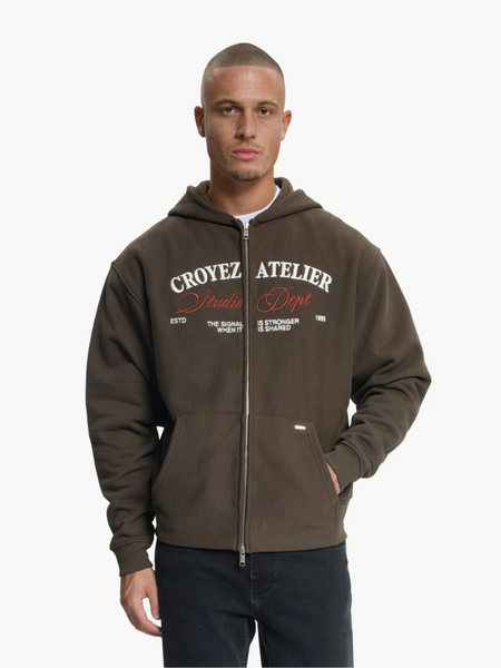 Croyez Studio Dept Zip Hoodie - Brown Croyez Croyez Studio Dept Zip Hoodie - Brown