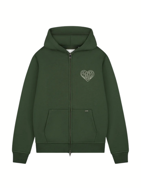 Croyez Stitched Heart Zip Hoodie - Forest Green Croyez Croyez Stitched Heart Zip Hoodie - Forest Green